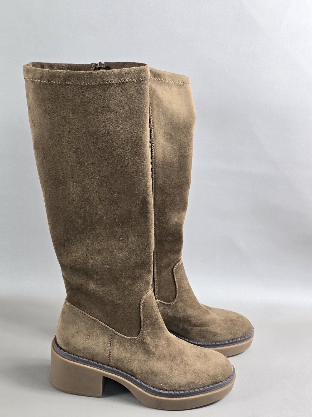 White Mountain Suede Over-the-Knee Boots - Taupe Size 6.5M